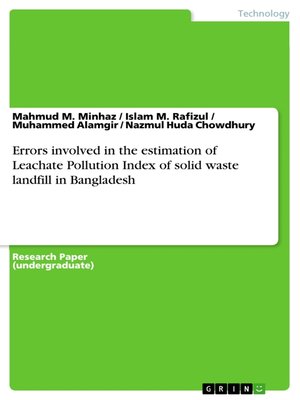 cover image of Errors involved in the estimation of Leachate Pollution Index of solid waste landfill in Bangladesh